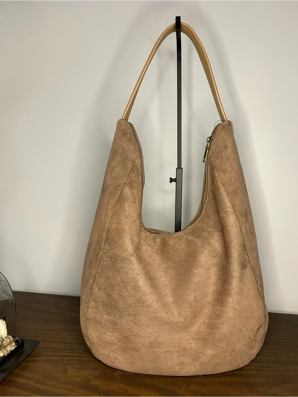 NWT Catherine Malandrino Taupe Suede Hobo Shoulder Bag
